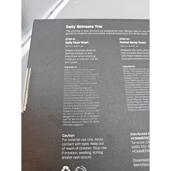 HOMMEFACE Men's Daily Trio Skincare Set, 3-Step Face Routine - Picture 8 of 10